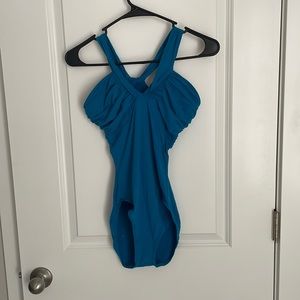 Teal Ballet Leotard with Crossback detail